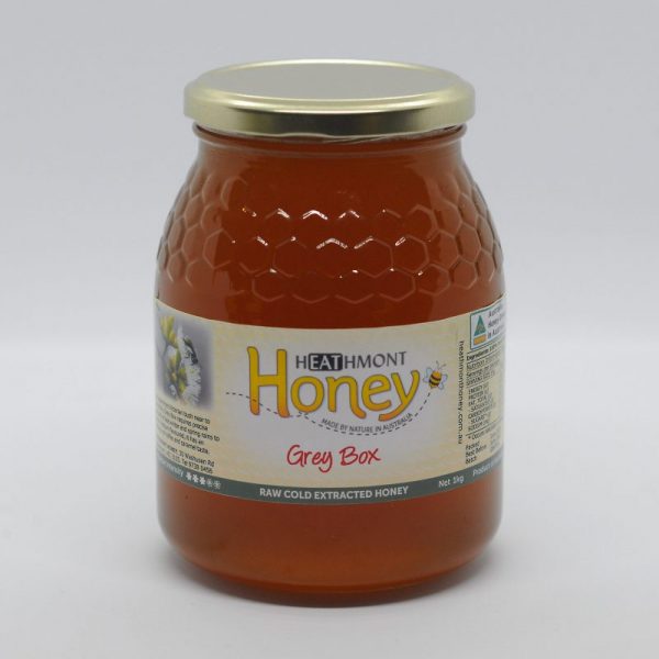 Large sized glass jar of Grey Box honey