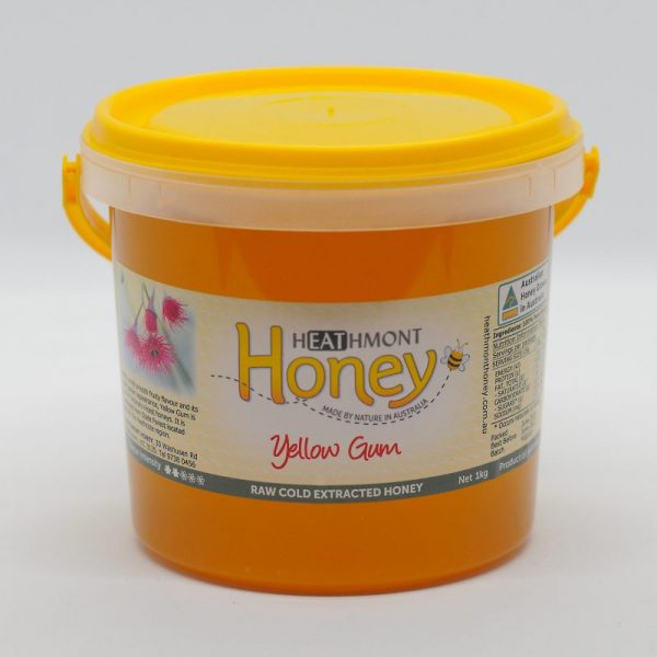 Large sized plastic container with handle of Yellow Gum honey